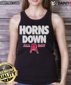 Awesome All Day Horns Down Ohio State tank top featuring bold graphics, perfect for showing team spirit at game day.