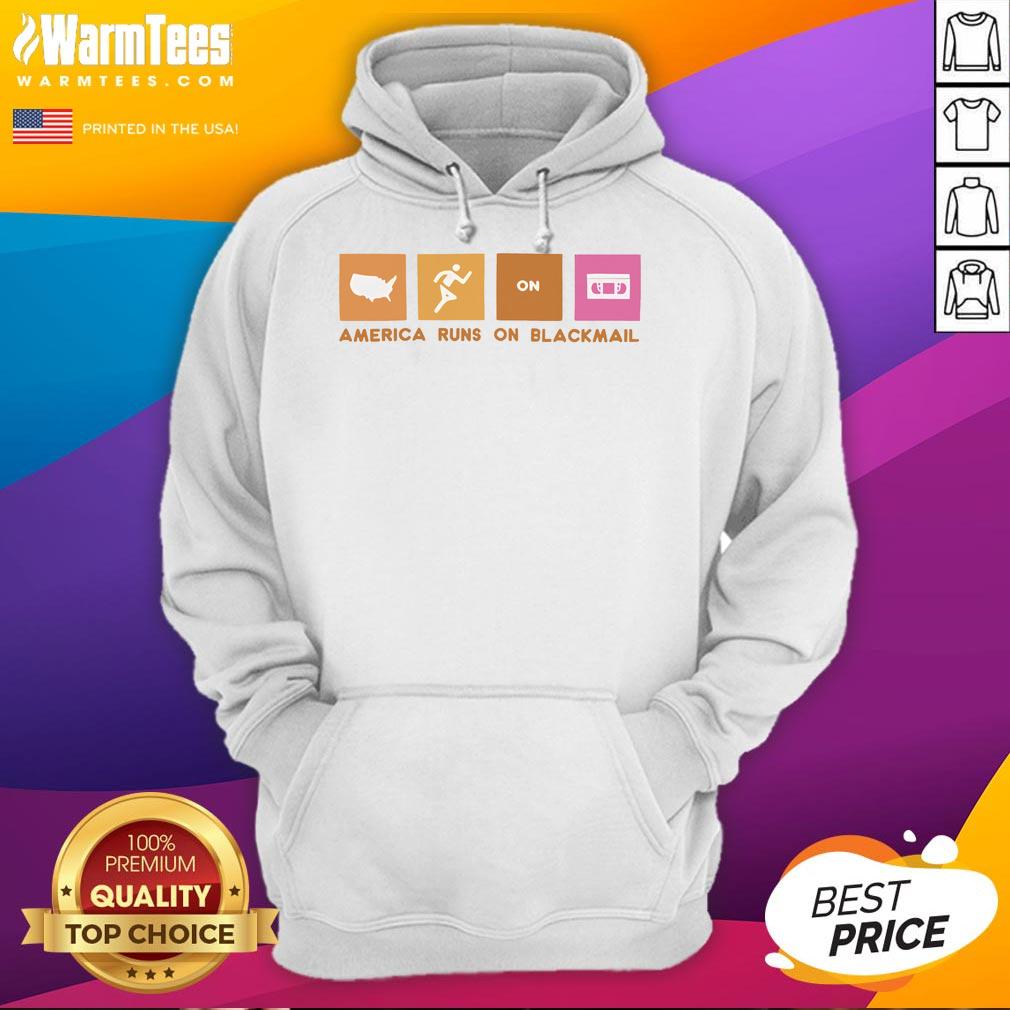 Awesome America Runs On Blackmail Hoodie Awesome America Runs On Blackmail Hoodie in black, featuring bold text design, perfect for casual wear or statement fashion.