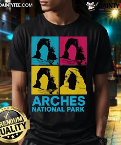 Alt Text: Awesome Arches National Park Warhol Style T-Shirt featuring vibrant colors and iconic arches design.
