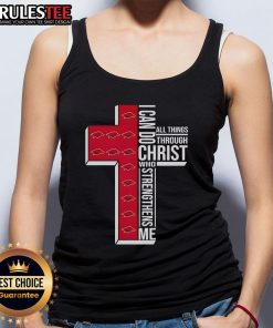 Awesome Arkansas Razorbacks tank top featuring 'I Can Do All Things Through Christ Who Strengthens Me' slogan.