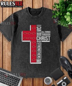 Awesome Arkansas Razorbacks t-shirt with 'I Can Do All Things Through Christ Who Strengthens Me' design.