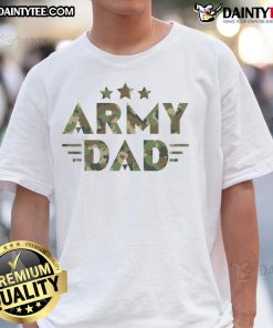 Awesome Army Dad Military Green Camo Text T-Shirt featuring bold camo design, perfect for proud military fathers.