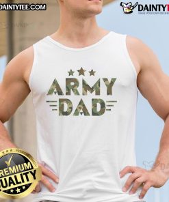 Awesome Army Dad Military Green Camo Text Tank Top featuring bold camo design, perfect for proud military fathers.
