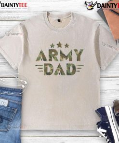 Alt Text: Awesome Army Dad military green camo text washed t-shirt featuring bold lettering for proud military fathers.