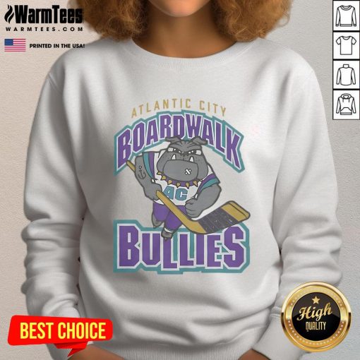 Awesome Atlantic City Boardwalk Bullies 2001 sweatshirt featuring bold graphics and vibrant colors, perfect for fans.