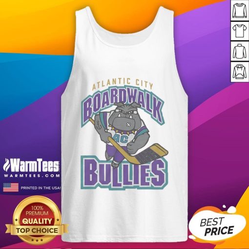 Alt Text: Awesome Atlantic City Boardwalk Bullies 2001 tank top featuring vibrant design and vintage style for summer wear.