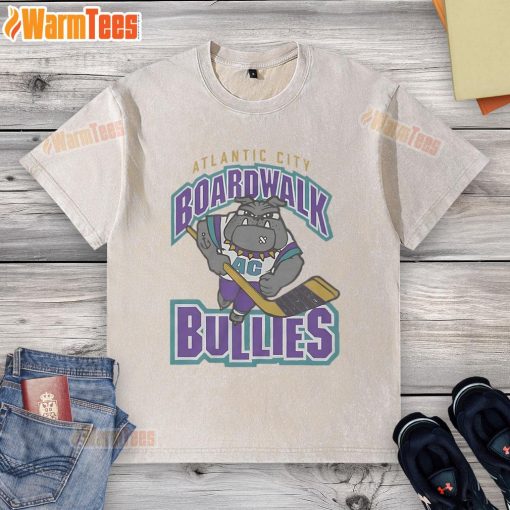 Awesome Atlantic City Boardwalk Bullies 2001 washed t-shirt featuring vibrant graphics and a vintage design.