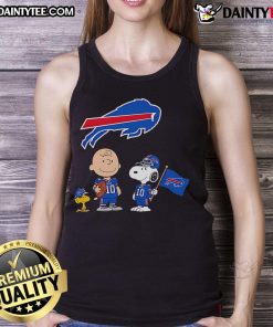 Awesome Buffalo Bills Charlie Brown Snoopy Woodstock Peanuts tank top featuring vibrant graphics and team colors.