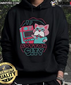 Awesome Button City Arcade Cute Hoodie featuring vibrant graphics and a cozy fit, perfect for gamers and casual wear.
