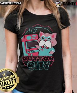 Awesome Button City Arcade Cute Ladies Tee featuring vibrant graphics and playful design for gamers and fashion lovers.
