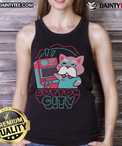 Awesome Button City arcade cute tank top featuring vibrant graphics and a fun design perfect for gaming enthusiasts.