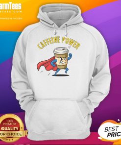 Awesome Caffeine Power Super Man Coffee Hoodie featuring a vibrant superhero graphic and cozy design for coffee lovers.