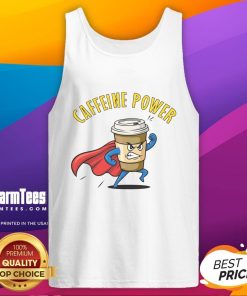 Awesome Caffeine Power Super Man Coffee Tank Top design featuring a vibrant superhero graphic for coffee lovers.