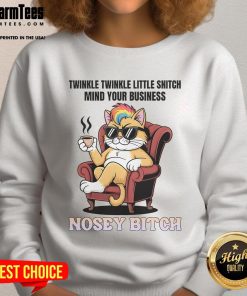 Awesome Cat sweatshirt featuring 'Twinkle Twinkle Little Snitch Mind Your Business' design, perfect for cat lovers.