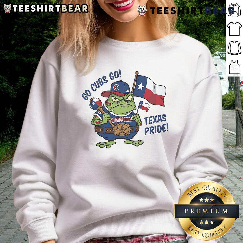 Awesome Chicago Cubs Frog Go Cubs Go Texas Pride Flag Sweatshirt Alt Text: Awesome Chicago Cubs Frog sweatshirt featuring Texas pride flag design - Go Cubs Go!