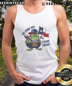 Alt Text: Awesome Chicago Cubs frog tank top featuring Texas pride flag colors, perfect for Cubs fans and pride celebrations.
