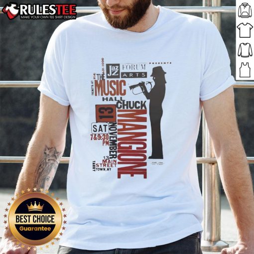 Alt Text: Awesome Chuck Mangione Jazz T-Shirt featuring vibrant graphics and a stylish design for music lovers.