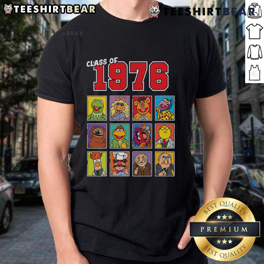 Awesome Class Of 1976 Muppets T Shirt Alt Text: Awesome Class Of 1976 Muppets T-Shirt featuring iconic characters from the beloved TV show in vibrant colors.