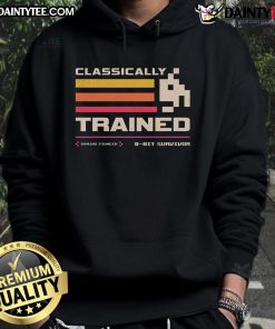 Awesome classically trained retro gamer hoodie featuring vintage gaming graphics and a comfortable fit for gaming enthusiasts.