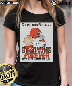 Awesome Cleveland Browns Charlie Brown Snoopy tee for ladies, celebrating Browns fandom all year round, not just during wins.