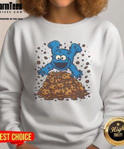 Awesome Cookie Dive Cookies Monster Sweatshirt featuring a colorful graphic of Cookie Monster with cookies, perfect for fans.