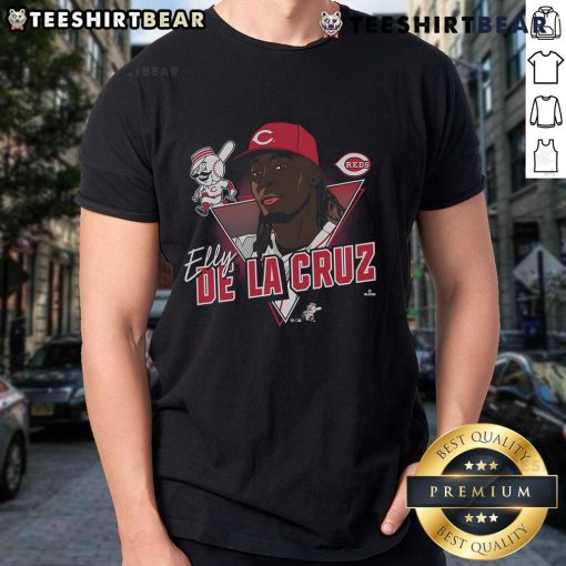 Awesome Elly De La Cruz Cincinnati Reds player caricature t-shirt featuring vibrant graphics and bold colors.