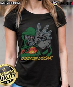 Alt Text: Awesome Fantastic Four Doctor Doom Ladies Tee featuring a stylish graphic design perfect for Marvel fans.