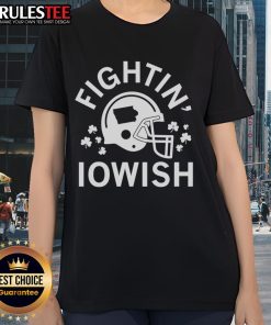 Alt Text: Awesome Fighting Iowish Helmet Ladies Tee featuring a bold design perfect for fans of Iowa pride and casual wear.