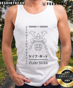 Awesome Gabe Kidd wearing a blue-eyed samurai tank top, showcasing unique design and style in casual fashion.