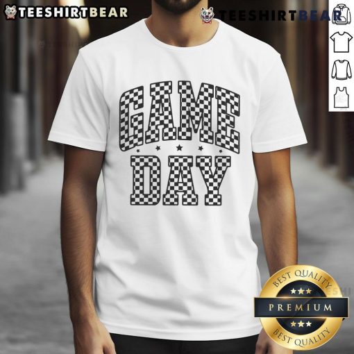 Awesome Game Day Checker Pattern Text T-Shirt featuring a stylish checker design, perfect for sports fans and game day attire.