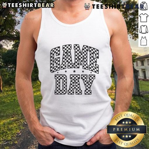 Stylish Awesome Game Day Checker Pattern Text Tank Top in vibrant colors, perfect for sports events and casual outings.