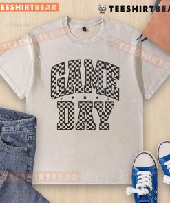 Alt Text: Awesome Game Day Checker Pattern Text Washed T-Shirt in vibrant colors, perfect for sports fans and casual wear.