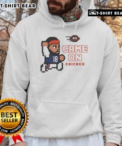 Awesome Game On Caleb Williams Chicago Bears 8-Bit Hoodie featuring retro design and team colors, perfect for fans.