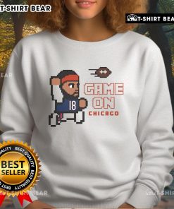 Awesome Game on Caleb Williams Chicago Bears 8-Bit Sweatshirt featuring retro design and team colors for fans.
