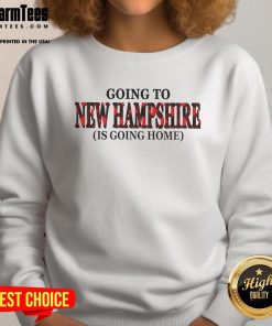 Cozy 'Awesome Going To New Hampshire Is Going Home' sweatshirt in a scenic outdoor setting, perfect for travel lovers.