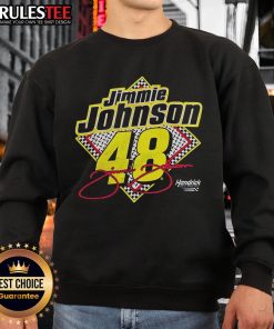 Alt Text: Awesome Hendrick Motorsports Jimmie Johnson 48 sweatshirt in navy blue, showcasing NASCAR team pride and style.