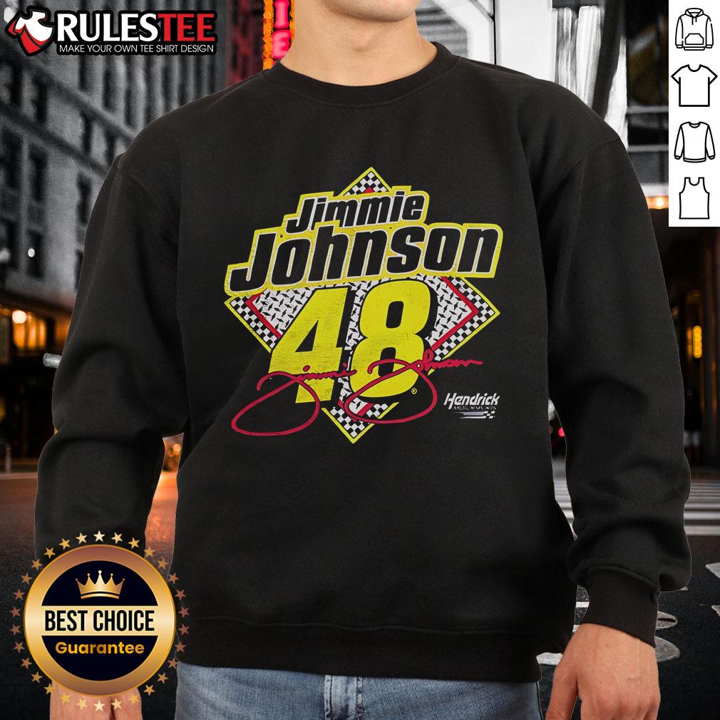 Awesome Hendrick Motorsports Jimmie Johnson 48 Sweatshirt Alt Text: Awesome Hendrick Motorsports Jimmie Johnson 48 sweatshirt in navy blue, showcasing NASCAR team pride and style.