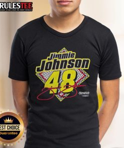 Awesome Hendrick Motorsports Jimmie Johnson 48 T-Shirt featuring bold graphics and vibrant colors, perfect for racing fans.