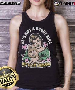Stylish 'Awesome He's Not a Short King, He's My Labubu' tank top featuring a trendy design for casual wear.
