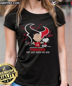 Alt Text: Awesome Houston Texans Charlie Brown Snoopy tee for ladies, celebrating Texans fandom beyond just winning games.
