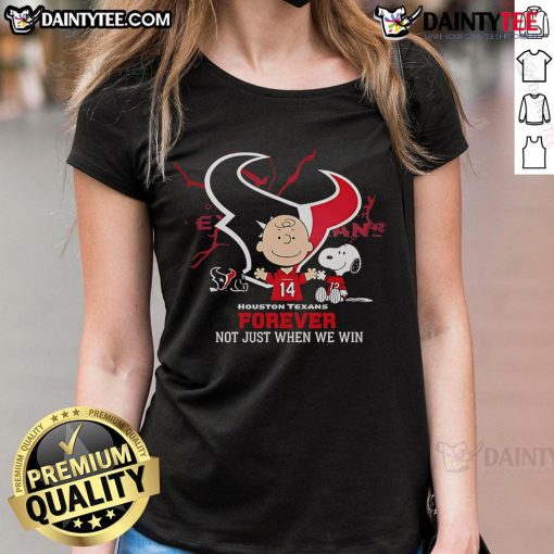 Alt Text: Awesome Houston Texans Charlie Brown Snoopy tee for ladies, celebrating Texans fandom beyond just winning games.