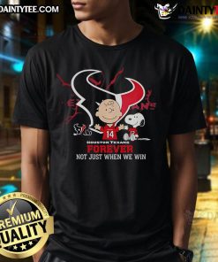 Awesome Houston Texans Charlie Brown Snoopy T-Shirt, 'Texans Forever Not Just When We Win' design for fans.