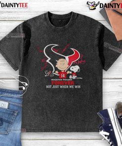 Alt Text: Awesome Houston Texans Charlie Brown Snoopy T-shirt, featuring 'Texans Forever, Not Just When We Win' slogan.