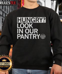 Awesome hungry look in our pantry sweatshirt showcasing a cozy design perfect for food lovers and casual wear.