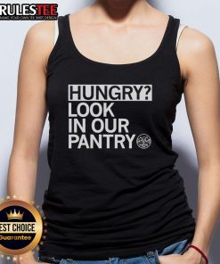 Awesome hungry look in our pantry tank top featuring a fun food graphic, perfect for casual summer wear.