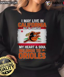 Orioles sweatshirt showcasing team pride, perfect for California fans on game day.
