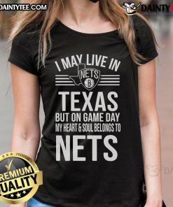 Brooklyn Nets ladies tee with 'My Heart and Soul Belongs to the Brooklyn Nets' design, perfect for game day in Texas.