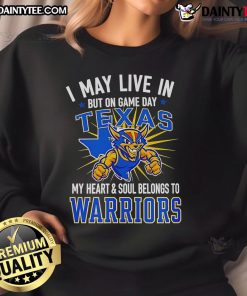 Golden State Warriors sweatshirt showcasing team spirit, perfect for game day in Texas or anywhere else.