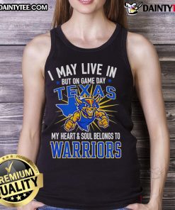 Stylish tank top featuring 'My Heart and Soul Belongs to the Golden State Warriors' design, perfect for game day in Texas.