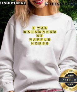 Awesome I Was Narcanned at Waffle Home sweatshirt design featuring playful graphics and vibrant colors for casual wear.